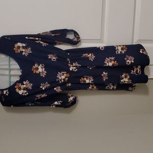 French Grey navy blue flowered dress